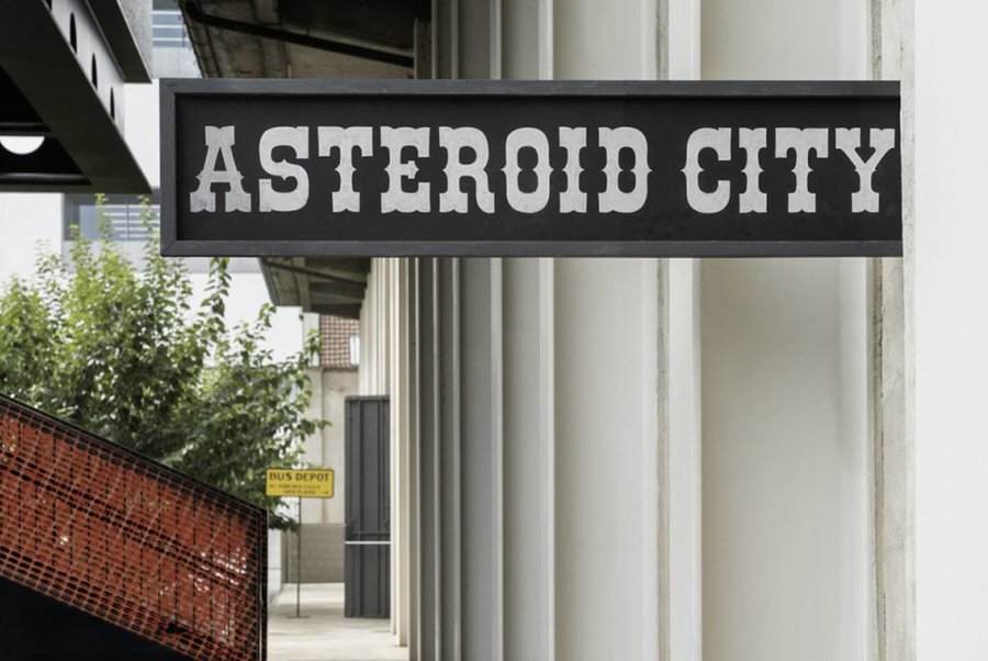 Asteroid City exhibition entrance signage, Fondazione Prada Milan