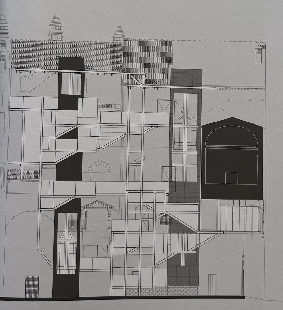Palazzo della Podestà, Mantova, architectural section drawing
