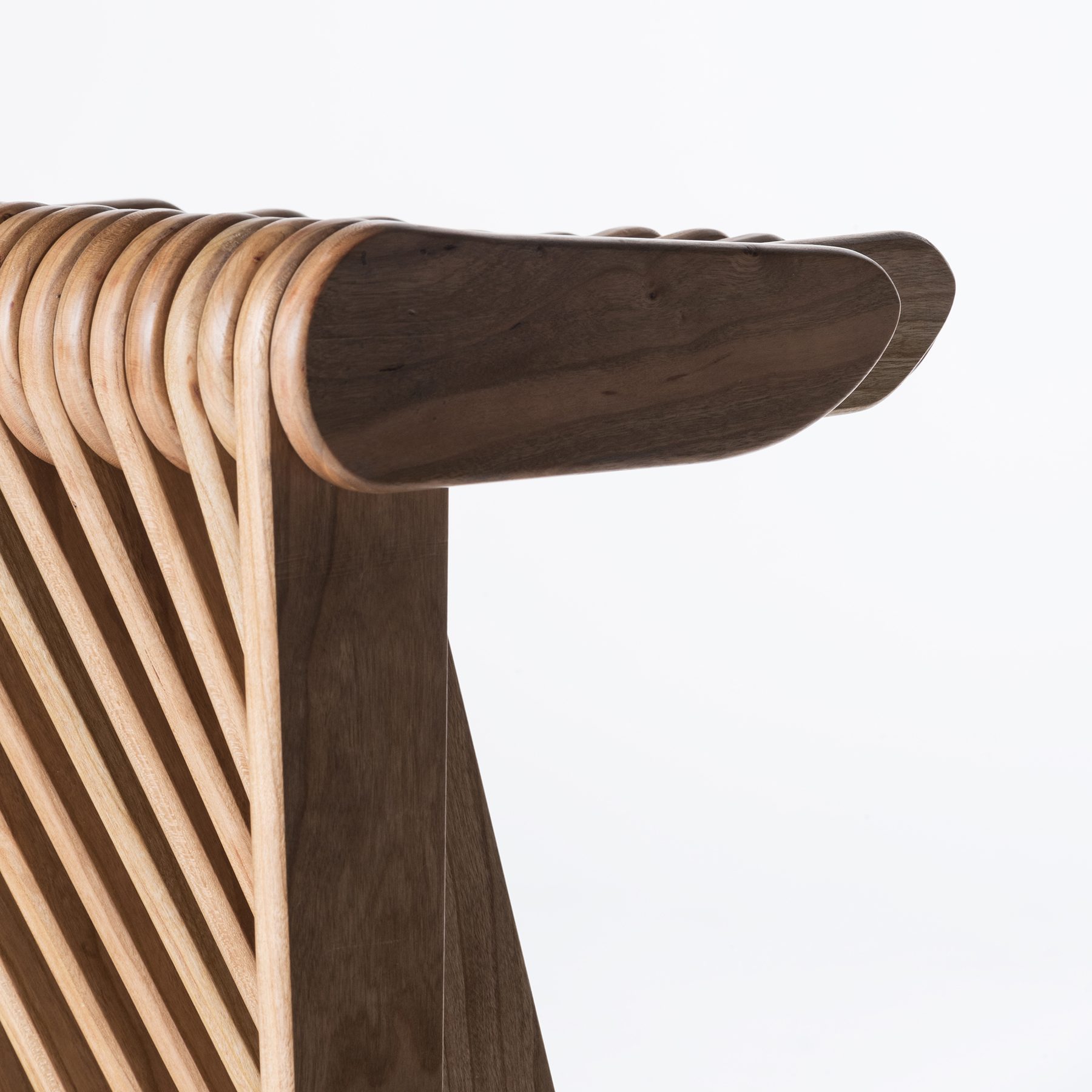 Swish Stool detail, kinetic wooden joinery
